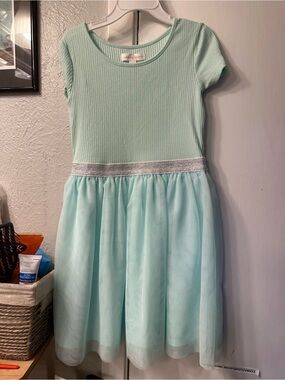 jumping beans Mint Green Tulle Waist Dress with Silver Waistband